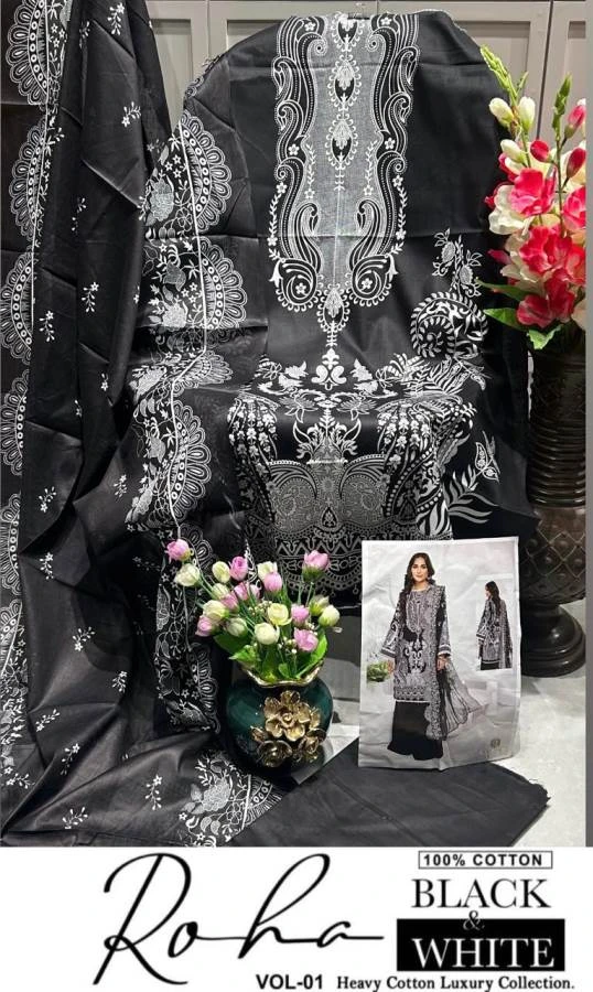 Keval Roha Black and White Vol 1 Cotton Wholesale Pakistani Readymade Salwar Suit Catalog — Wholesale Salwar Suits, Keval Fab wholesale from Surat - Gallery Image 6